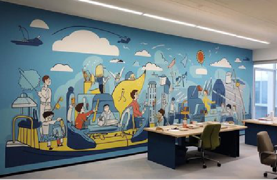 华宁办公室墙绘的特点。